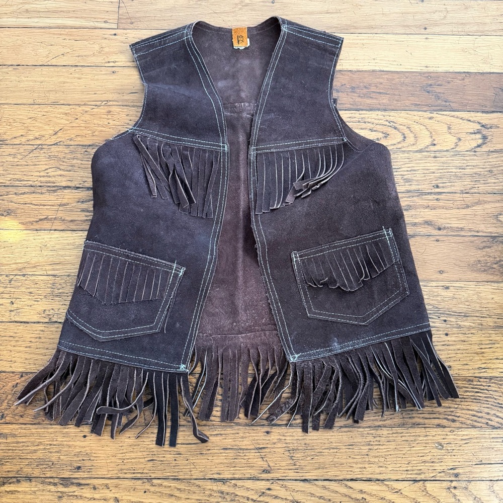 Authentic leather tassel vest